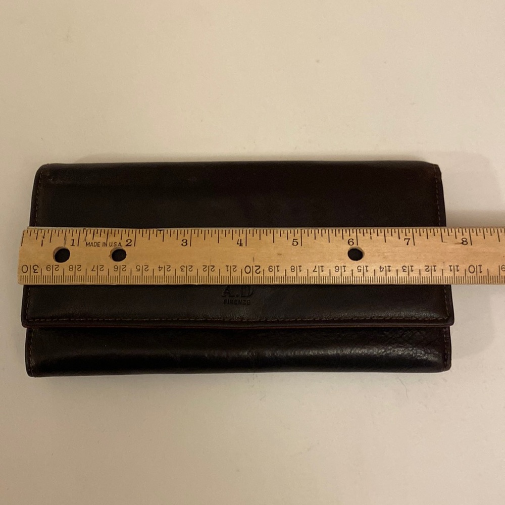 Vintage Women’s Tuscany Leather Adriano Leather Wallet Document 2 Tone Black/Tan - Picture 2 of 16